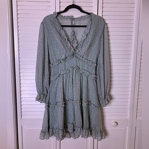 Green and White Dress